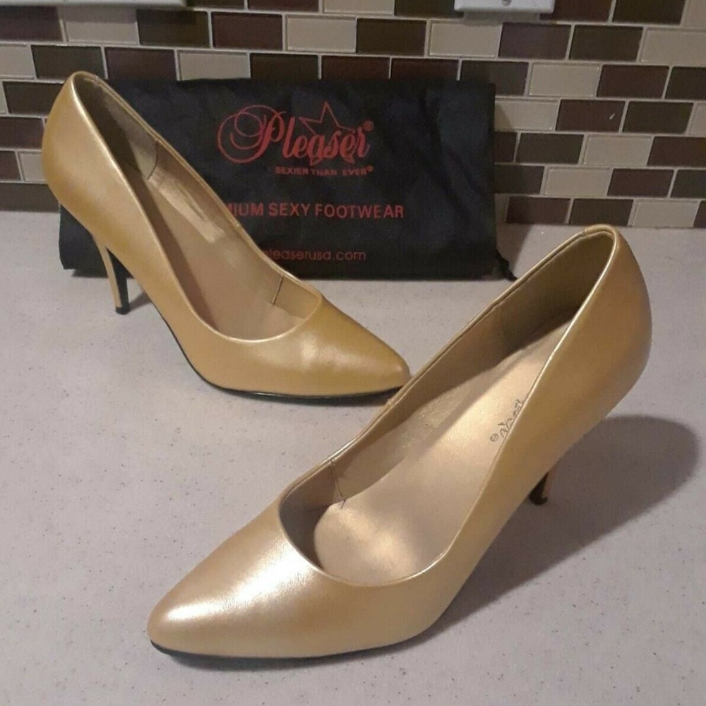 Pleaser Gold High Heel Pumps